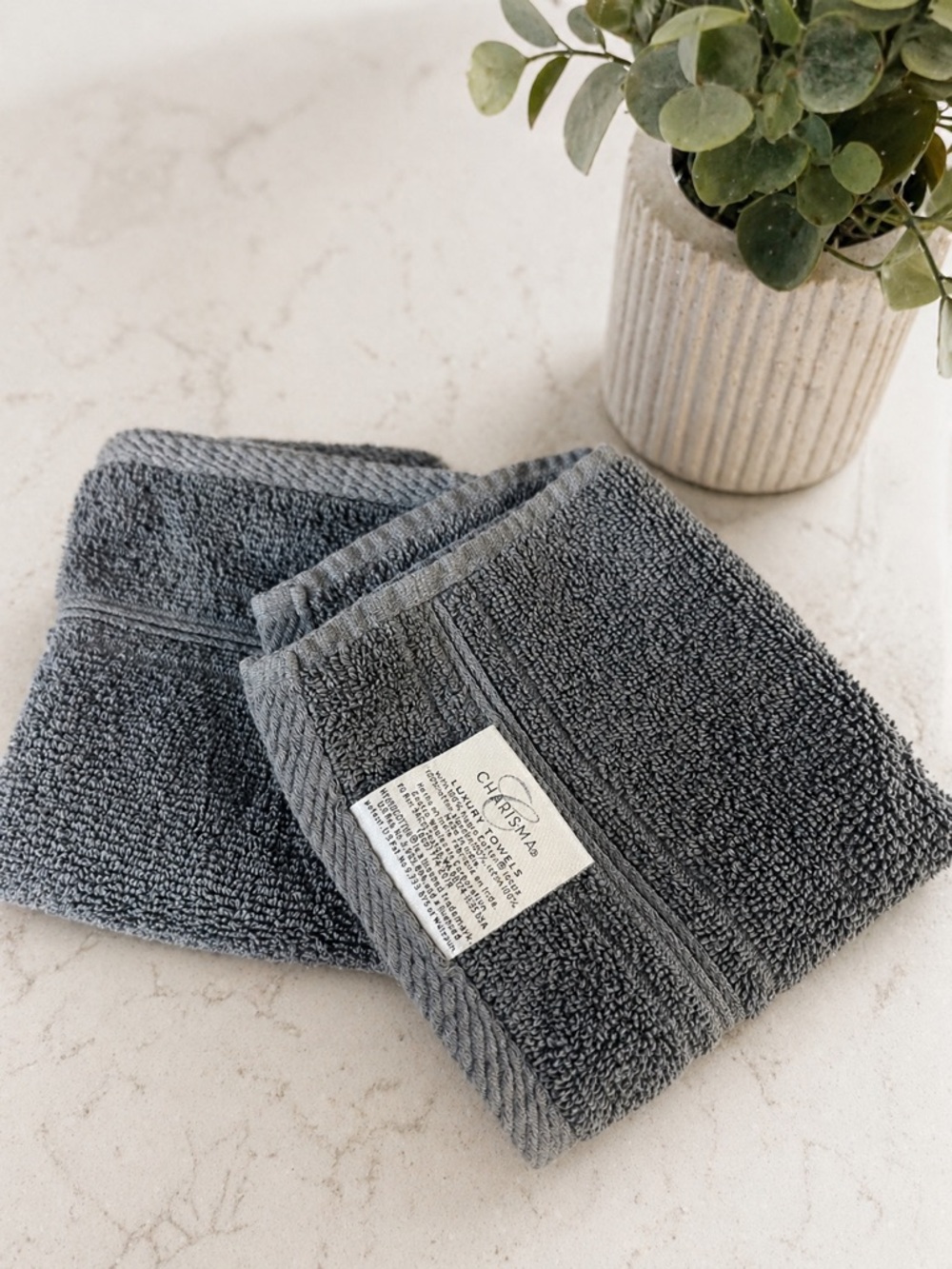 Charisma Dark Gray Plush Hand Towel